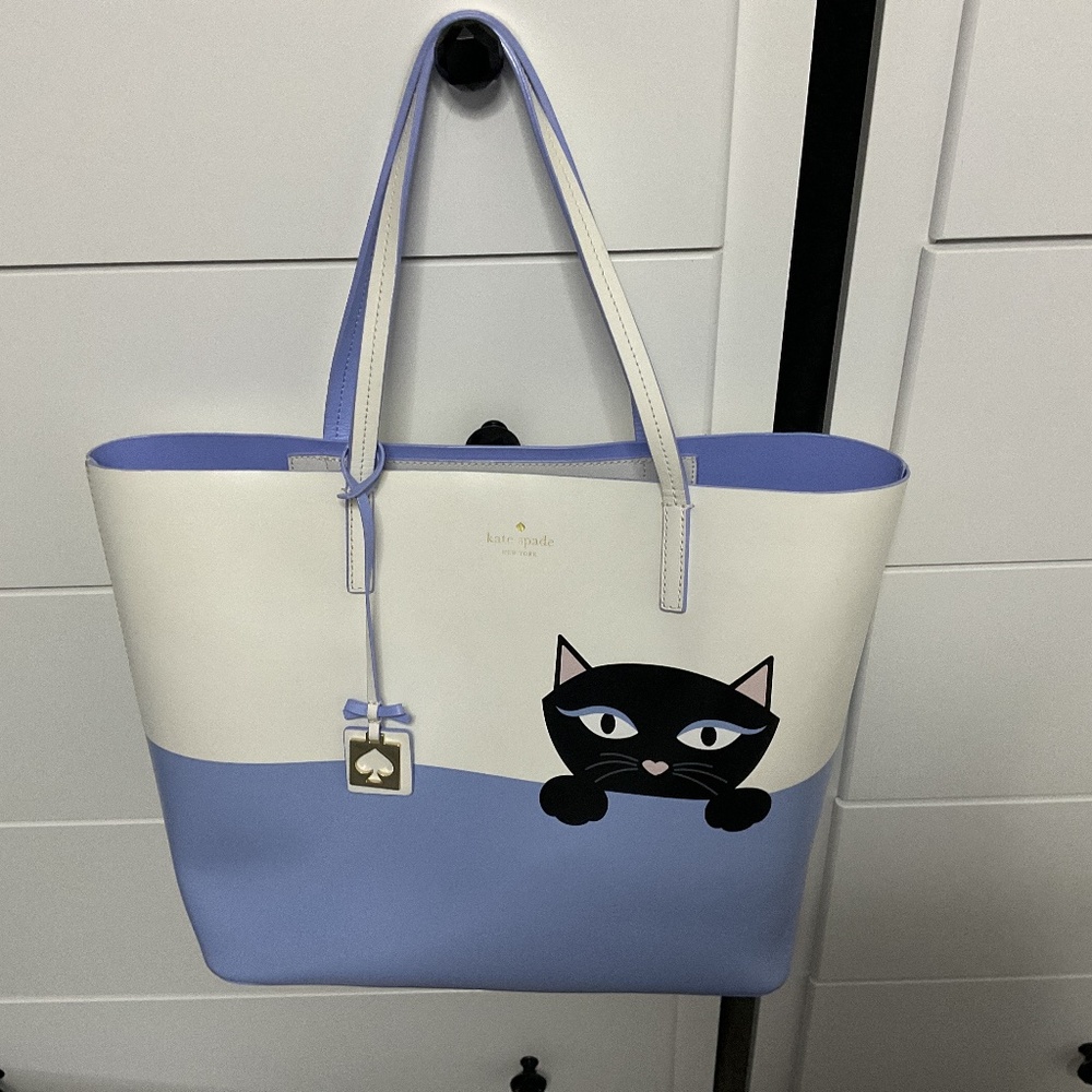Kate Spade Jazz Things Up Little Len Peeking Cat Tote ( USED)